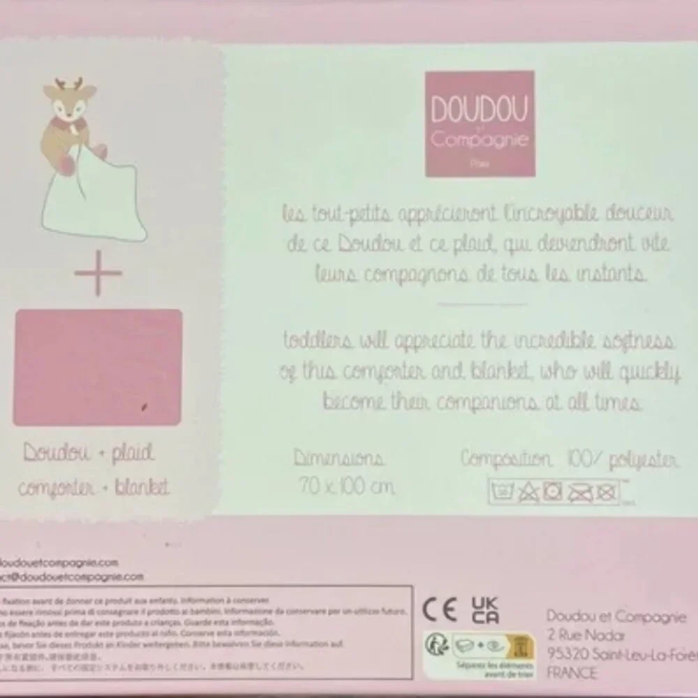 DouDou Et Compagnie Paris Pink Deer Comforter and Blanket